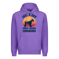 Purple schnauzer just a boy who loves dogs men retro vintage sunset raglan ba Premium Hoodie - linhVisuals