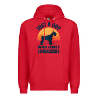 Red schnauzer just a boy who loves dogs men retro vintage sunset raglan ba Premium Hoodie - linhVisuals