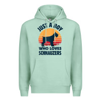 Seafoam schnauzer just a boy who loves dogs men retro vintage sunset raglan ba Premium Hoodie - linhVisuals