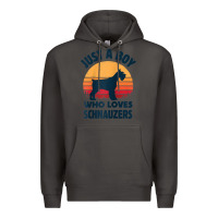 Smoke schnauzer just a boy who loves dogs men retro vintage sunset raglan ba Premium Hoodie - linhVisuals