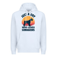 White schnauzer just a boy who loves dogs men retro vintage sunset raglan ba Premium Hoodie - linhVisuals