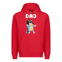 Red Bluey Dad Premium Hoodie - linhVisuals