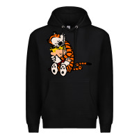 Black newcalvin and hobbes 04 Premium Hoodie - linhVisuals