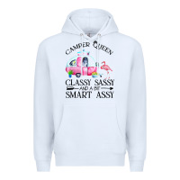 White newcamper queen classy sassy and a bit smart assy Premium Hoodie - linhVisuals