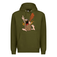 Army Green newcaptain caveman Premium Hoodie - linhVisuals
