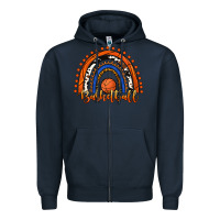 Navy Basketball Rainbow Zipper Hoodie - RanaPortraitStore