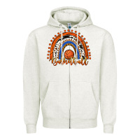 Oatmeal Heather Basketball Rainbow Zipper Hoodie - RanaPortraitStore