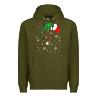 Army Green newchristmas grinch hand holding a stethoscope Premium Hoodie - linhVisuals