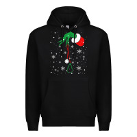 Black newchristmas grinch hand holding a stethoscope Premium Hoodie - linhVisuals