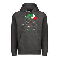 Charcoal Heather newchristmas grinch hand holding a stethoscope Premium Hoodie - linhVisuals