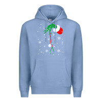 Colony Blue newchristmas grinch hand holding a stethoscope Premium Hoodie - linhVisuals