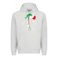 Dove Grey newchristmas grinch hand holding a stethoscope Premium Hoodie - linhVisuals