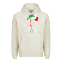 Oatmeal Heather newchristmas grinch hand holding a stethoscope Premium Hoodie - linhVisuals