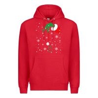 Red newchristmas grinch hand holding a stethoscope Premium Hoodie - linhVisuals