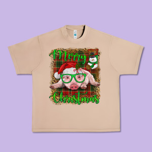 Merry Christmas Baby Pig Urban Heavy Tee Designed By Ranaportraitstore