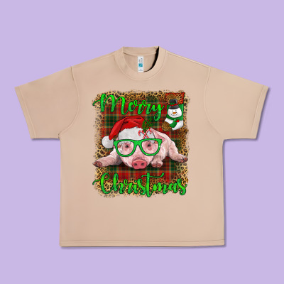 Merry Christmas Baby Pig Urban Heavy Tee Designed By Ranaportraitstore