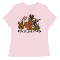 Bubblegum Pink Peace Love T Rex Ladies Tee - LillyAllenDesigns