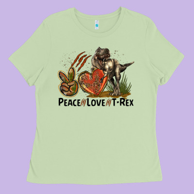 Peace Love T Rex Ladies Tee Designed By Lillyallendesigns