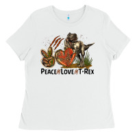 White Peace Love T Rex Ladies Tee - LillyAllenDesigns