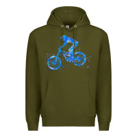 Army Green downhill mountain bike t  shirt downhill mountain bike jump blue water Premium Hoodie - linhVisuals