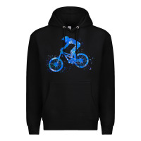 Black downhill mountain bike t  shirt downhill mountain bike jump blue water Premium Hoodie - linhVisuals