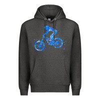Charcoal Heather downhill mountain bike t  shirt downhill mountain bike jump blue water Premium Hoodie - linhVisuals