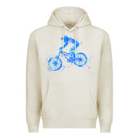 Oatmeal Heather downhill mountain bike t  shirt downhill mountain bike jump blue water Premium Hoodie - linhVisuals