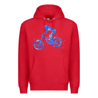 Red downhill mountain bike t  shirt downhill mountain bike jump blue water Premium Hoodie - linhVisuals
