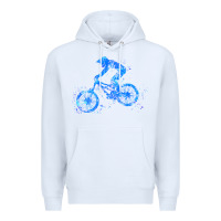 White downhill mountain bike t  shirt downhill mountain bike jump blue water Premium Hoodie - linhVisuals
