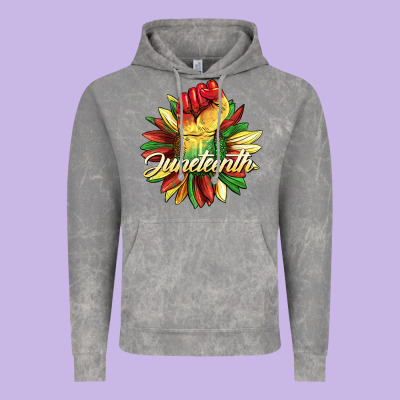 Juneteenth Fist Sunflower Vintage Hoodie Designed By Barkaloodesign