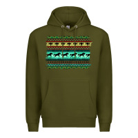 Army Green turquoise aztec bullskull and horse Premium Hoodie - BarkalooDesign