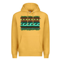 Mustard turquoise aztec bullskull and horse Premium Hoodie - BarkalooDesign