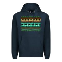 Navy turquoise aztec bullskull and horse Premium Hoodie - BarkalooDesign