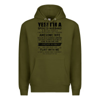 Army Green yes i'm a spoiled husband ..awesome wife t shirt Premium Hoodie - linhVisuals