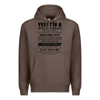 Coffee yes i'm a spoiled husband ..awesome wife t shirt Premium Hoodie - linhVisuals