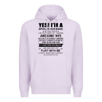 Lilac yes i'm a spoiled husband ..awesome wife t shirt Premium Hoodie - linhVisuals