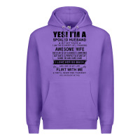Purple yes i'm a spoiled husband ..awesome wife t shirt Premium Hoodie - linhVisuals