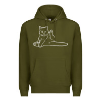 Army Green cat butt white Premium Hoodie - linhVisuals