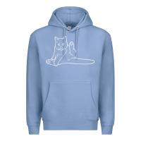 Colony Blue cat butt white Premium Hoodie - linhVisuals