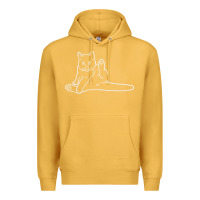 Mustard cat butt white Premium Hoodie - linhVisuals