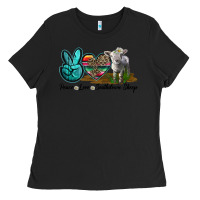 Black Peace Love Southdown Sheep Ladies Tee - LillyAllenDesigns