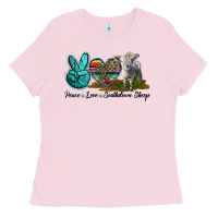 Bubblegum Pink Peace Love Southdown Sheep Ladies Tee - LillyAllenDesigns