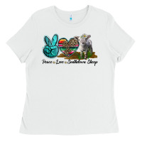 White Peace Love Southdown Sheep Ladies Tee - LillyAllenDesigns
