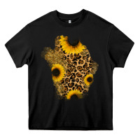Black glitter sunflowers leopard patch Heavy Core Tee - RanaPortraitStore