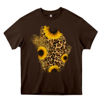 Chocolate Brown glitter sunflowers leopard patch Heavy Core Tee - RanaPortraitStore