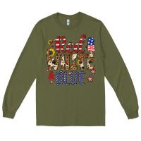 Army Green red white and blue Long Sleeve Tee - Artiststas