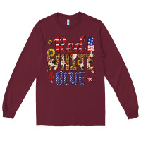 Burgundy red white and blue Long Sleeve Tee - Artiststas