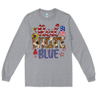 Heather Grey red white and blue Long Sleeve Tee - Artiststas