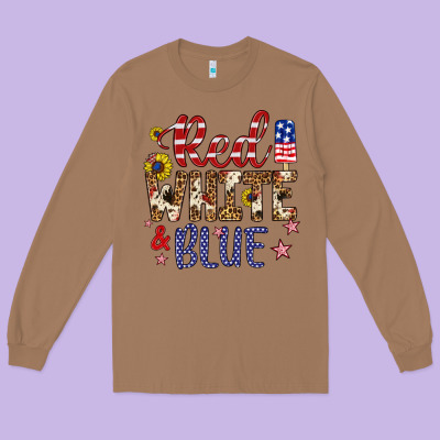 Red White And Blue Long Sleeve Tee Designed By Artiststas