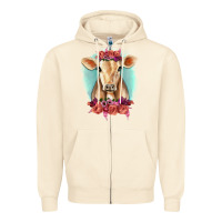 Sandshell Floral Cow Zipper Hoodie - RanaPortraitStore